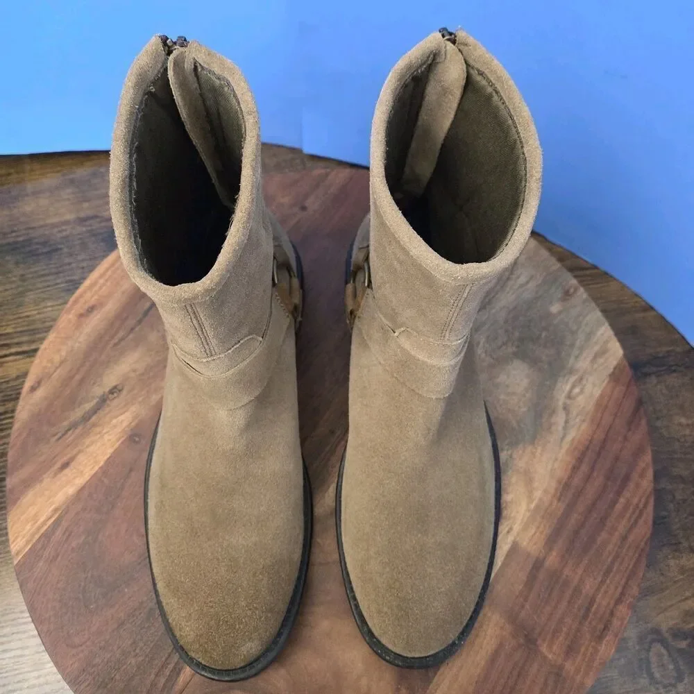 Andrew Marc Wymore Suede Engineer Boots Tan 2570 Men's 10.5